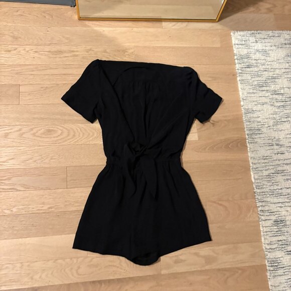 Aritzia Wilfred Croisees Black Tie Front Romper Size Small - Picture 2 of 4